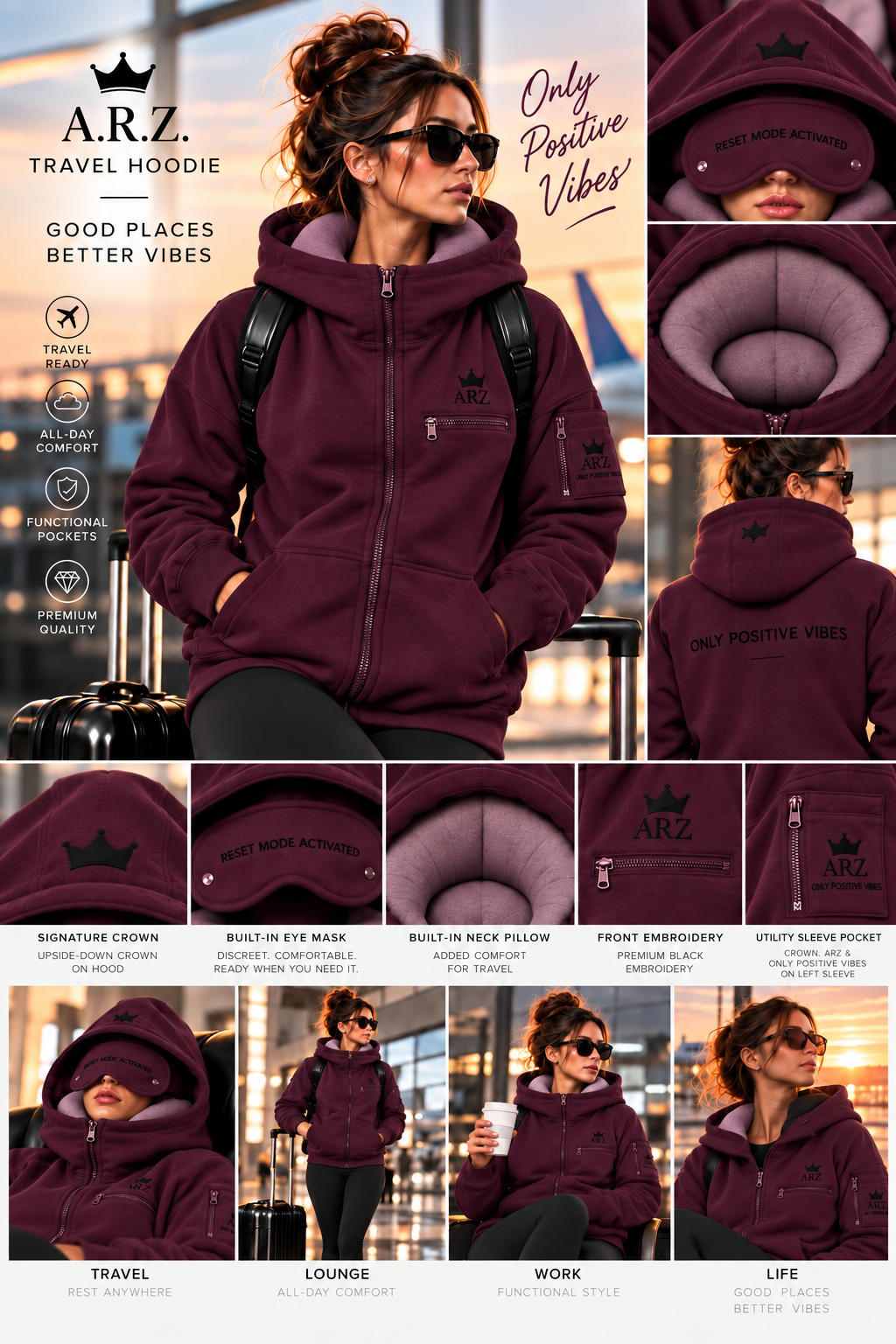 A.R.Z Travel armor hoodie zip up