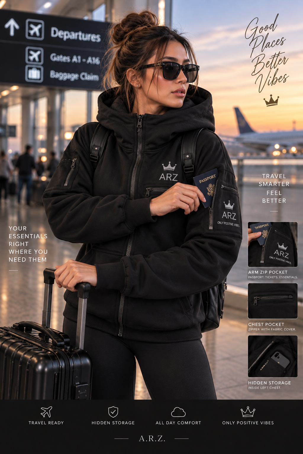 A.R.Z Travel armor hoodie zip up