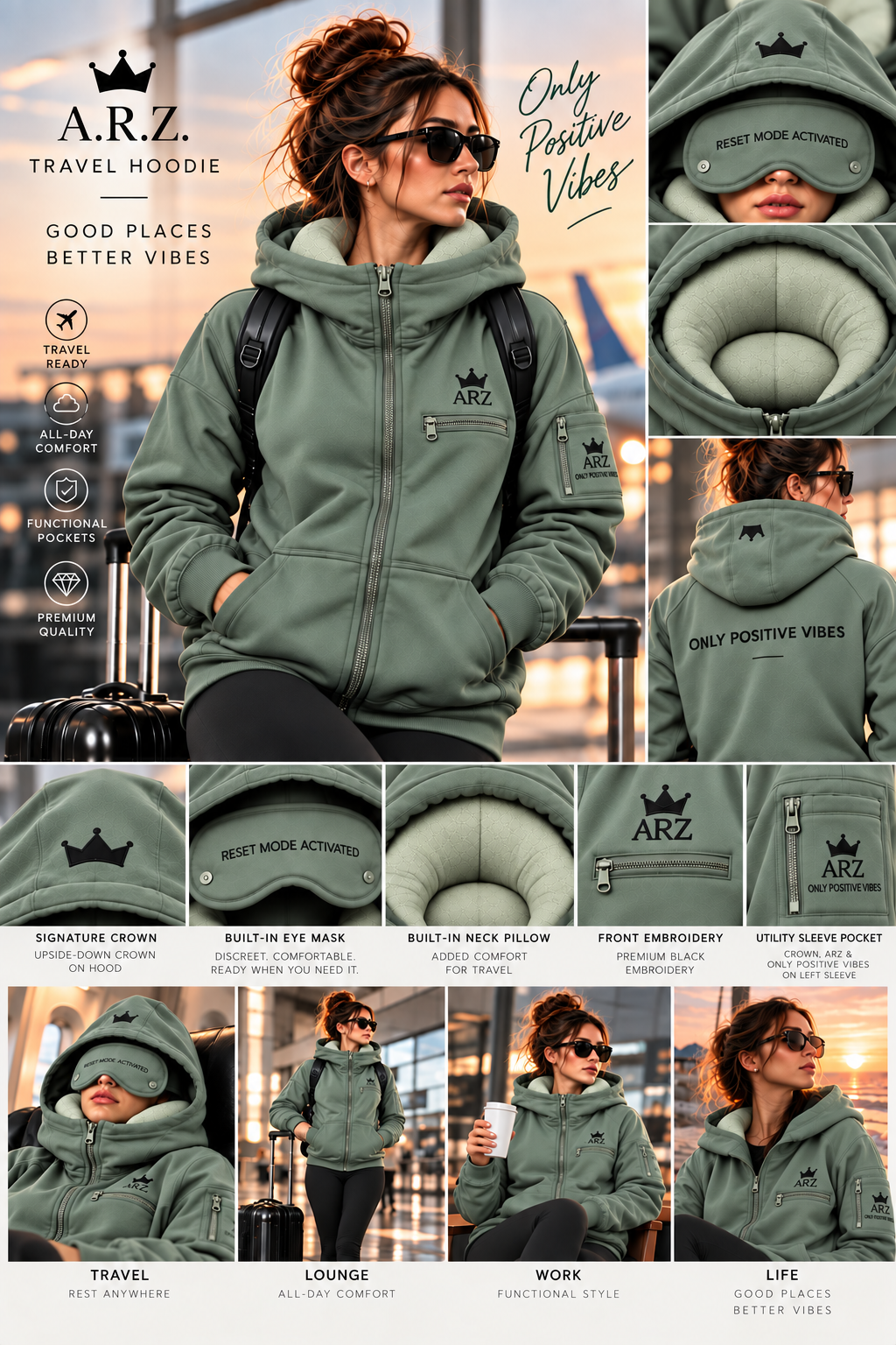 A.R.Z Travel armor hoodie zip up